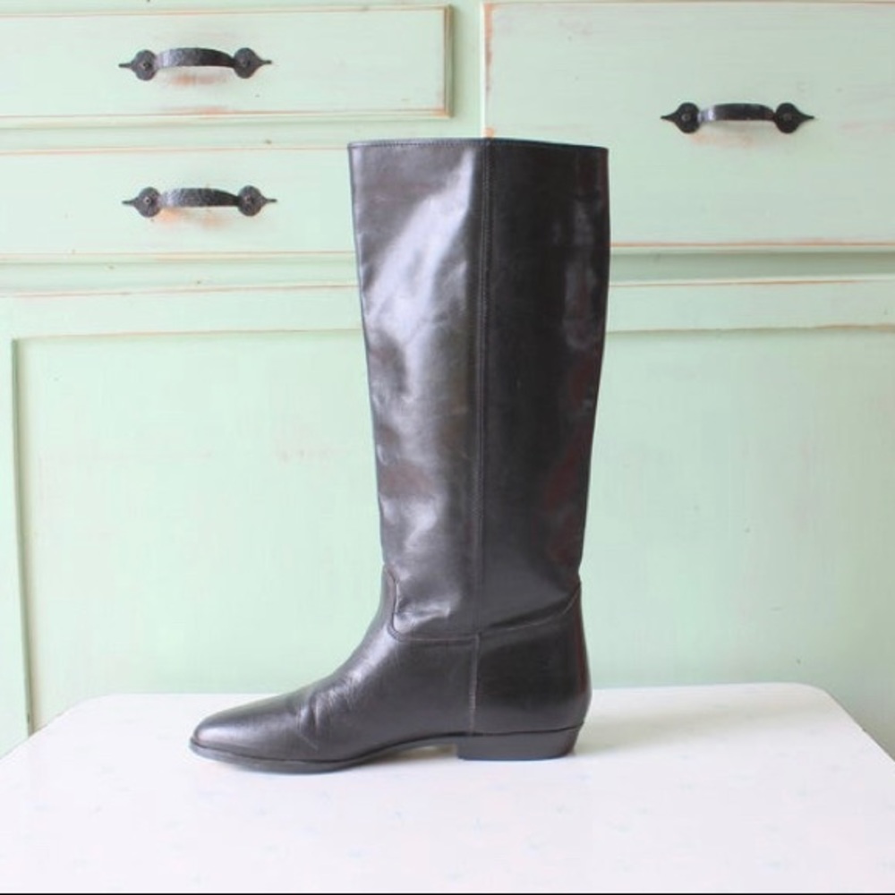 Nine West  riding boots, 80s black knee high boots size US9